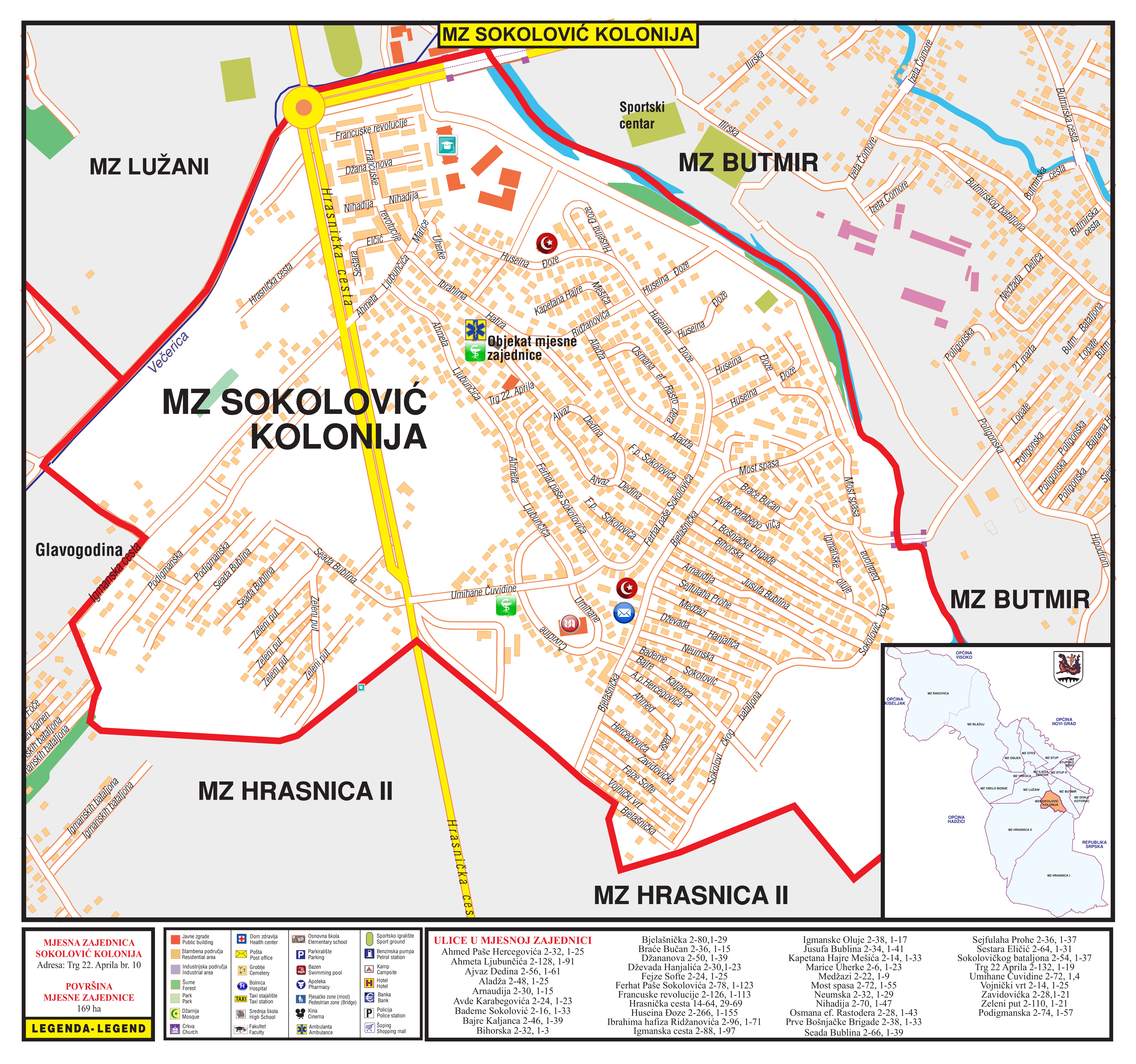 Mapa mjesne zajednice Sokolović kolonija
